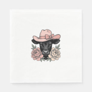 Serviette En Papier Vachette Cowgirl Rose avec Pivoines Vintage Vector