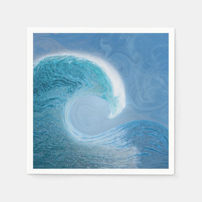 Serviette En Papier Vague Bleue Artistique (Devant)