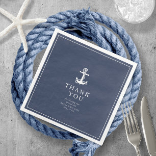 Serviette En Papier Vague d'ancrage de mariage Blue Wave Merci V3 ID83