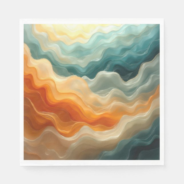 Serviette En Papier Vague liquide contemporaine Abstraite (Devant)
