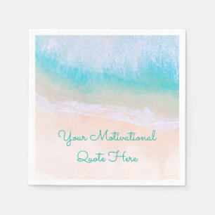 Serviette En Papier Vague, Sable, Citation Motivationnelle De Plage