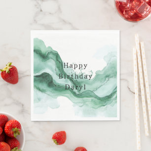 Serviette En Papier Vague Verte Abstraite