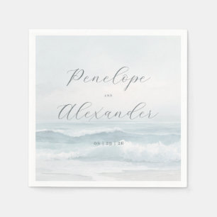 Serviette En Papier Vagues aquarelles bleues sereines