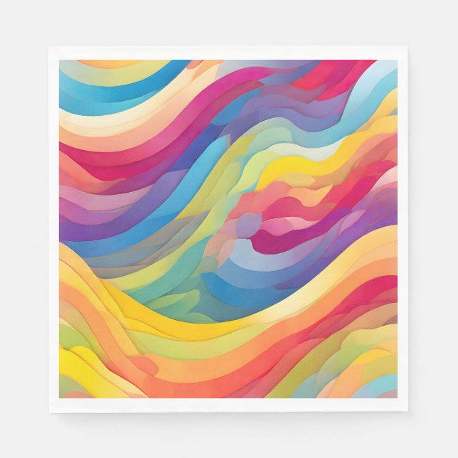 Serviette En Papier Vagues arc-en-ciel (Devant)