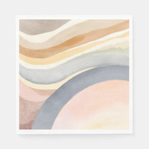 Serviette En Papier Vagues Contemporaines Aquarelle Moderne Neutre