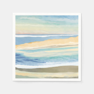 Serviette En Papier Vagues de bleu Aquarelle de la plage du bord de