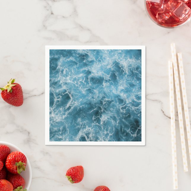 Serviette En Papier Vagues de l'océan bleu (En situation)