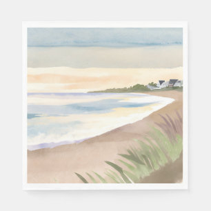 Serviette En Papier Vagues de plage Aquarelle de l'océan côtier