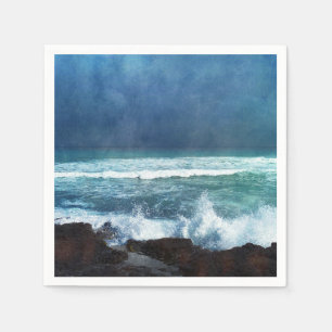 Serviette En Papier Vagues océaniques à Hawaii - Aqua Turquoise Blue