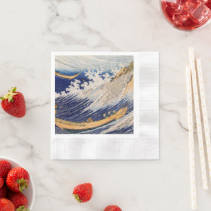 Serviette En Papier Vagues océaniques Hokusai Bateaux en mer