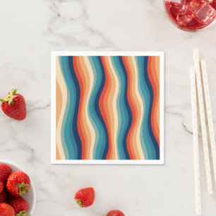 Serviette En Papier Vagues Rétro Colorées Vintage