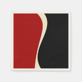 Serviette En Papier Vagues simples 2 en rouge et crème