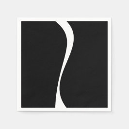 Serviette En Papier Vagues simples 2 - Noir et blanc