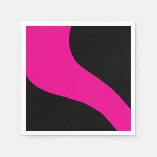Serviette En Papier Vagues simples en magenta et noir