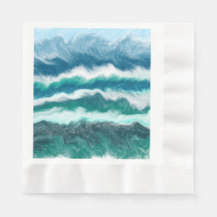 Serviette En Papier Vagues turquoise et bleu océan