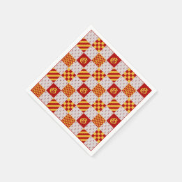 Serviette En Papier Vair rouge médiéval jaune Ermine Motif héraldique