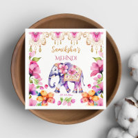 Vaisselle éléphant ornée mariage indien Mehndi