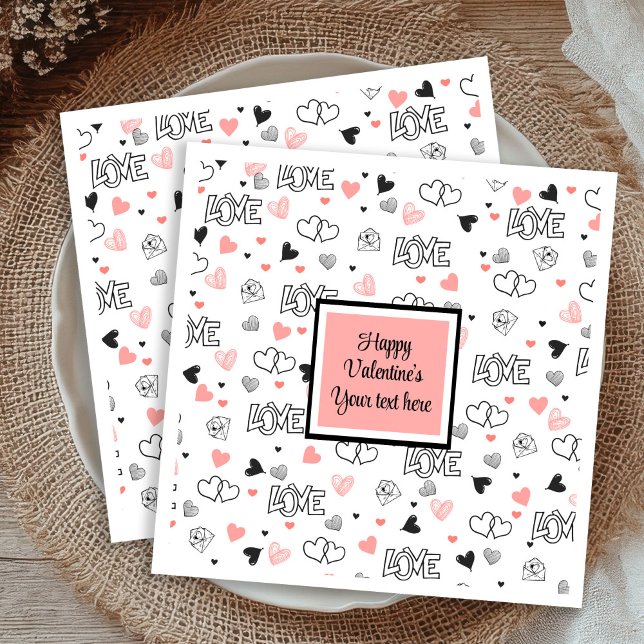 Serviette En Papier Valentine Tablescape Love Text Sketch Style Napkin (Valentine Tablescape Love Text Sketch Style Napkins)