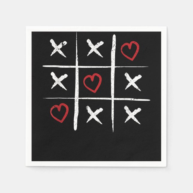 Serviette En Papier Valentine Tic Tac Toe Hearts Valentines Day Valent (Devant)