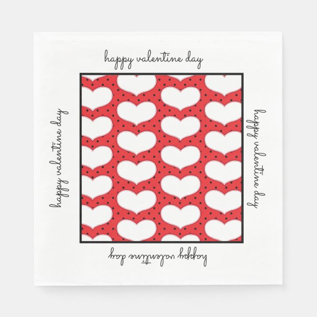 Serviette En Papier Valentines Coeurs et Papier Pois Napkin (Devant)