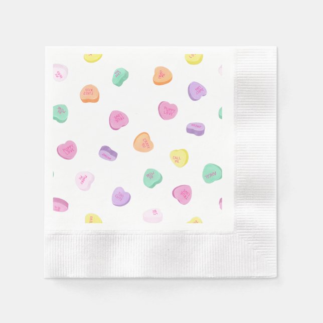Serviette En Papier Valentines Day Candy Hearts Motif (Devant)