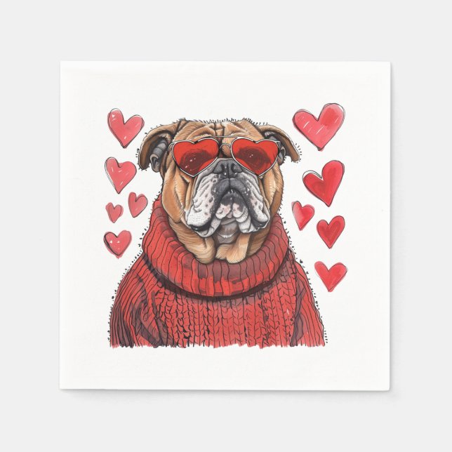 Serviette En Papier Valentines Day English Bulldog (Devant)