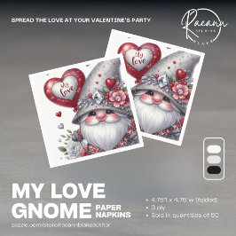 Serviette En Papier Valentine's Day Gnome Papier Napkins