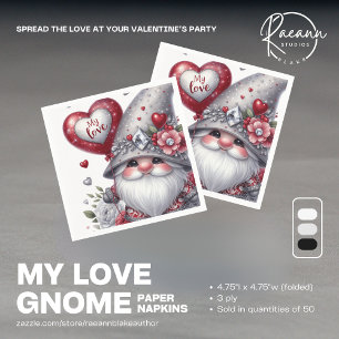 Serviette En Papier Valentine's Day Gnome Papier Napkins