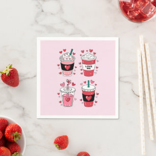 Serviette En Papier Valentines Day Latte Coffee Lover