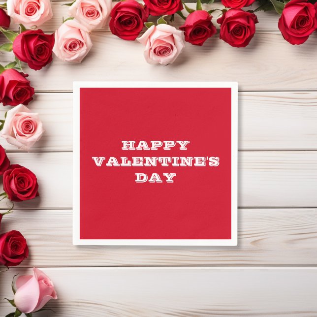 Serviette En Papier Valentine's Day Script Cool moderne papier rouge (Happy Valentines Day Paper Napkins.)