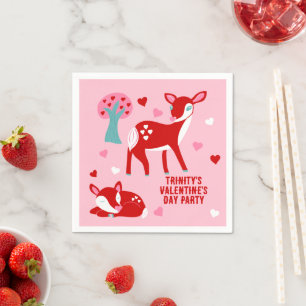 Serviette En Papier Valentines Jour de fête Rose mignon Cerf