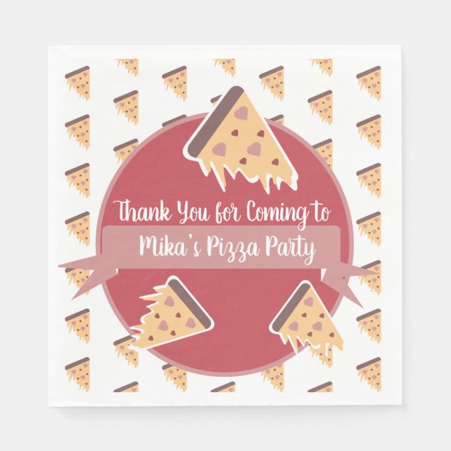 Serviette En Papier Valentines Jour Pizza Party Enfants (Devant)