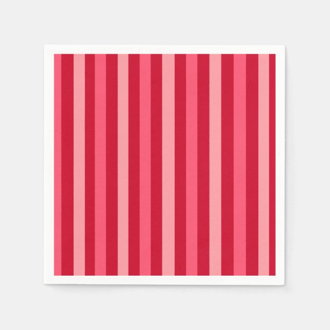 Serviette En Papier Valentines rayures rouge et rose (Devant)