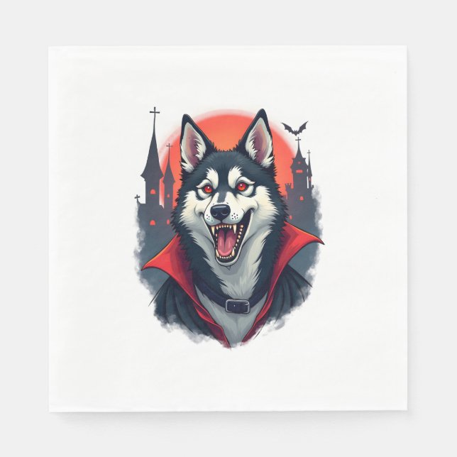 Serviette En Papier Vampire Husky Bite (Devant)