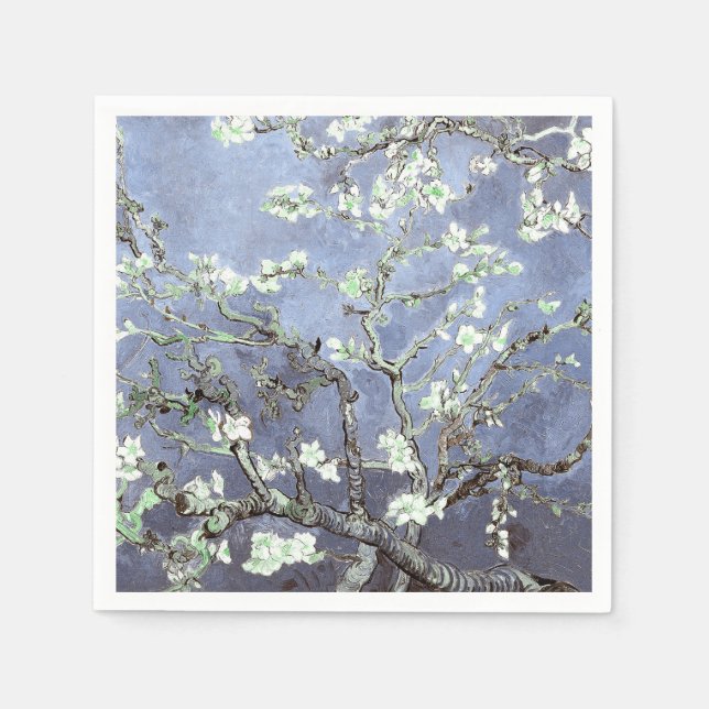Serviette En Papier Van Gogh Almond Blossoms en acier bleu (Devant)
