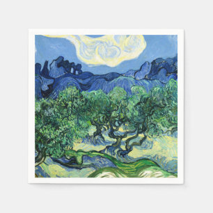 Serviette En Papier Van Gogh - Oliviers avec fond des Alpilles
