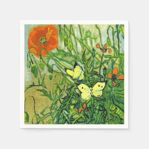 Serviette En Papier Van Gogh - Papillons et Coquelicots
