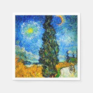 Serviette En Papier Van Gogh Road avec Cypress et Star