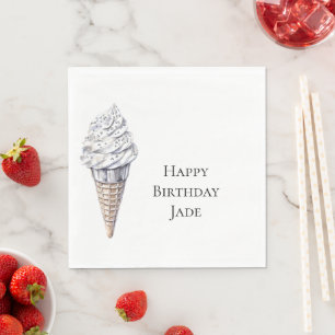 Serviette En Papier Vanilla Argent Confetti Ice Cream Cone Anniversair