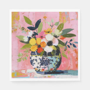 Serviette En Papier Vase de fleurs coloré et vibrant