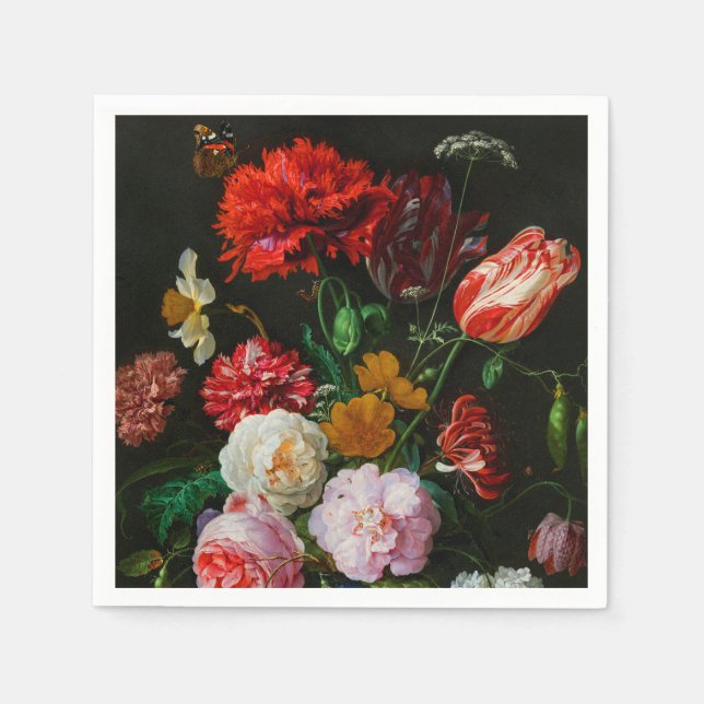 Serviette En Papier Vase de verre avec des fleurs (Devant)