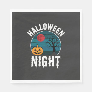 Serviette En Papier Vecteur d'arbre de citrouille de nuit d'Halloween