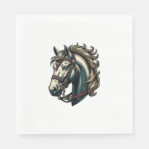 Serviette En Papier Vecteur de tête de cheval de gravure vintage