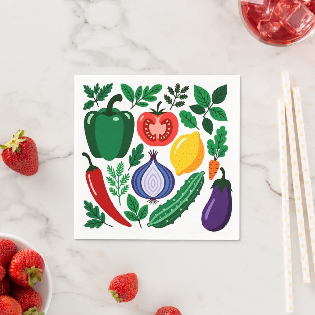 Serviette En Papier Vegetable pattern (En situation)