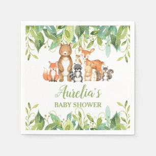 Serviette En Papier Végétal Bois Animaux Baby shower Enfant d'annivers
