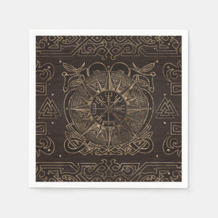 Serviette En Papier Végétarienne - Ornement de boussole viking