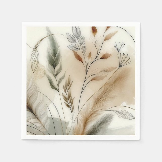 Serviette En Papier Végétation agitée Mariage botanique moderne (Devant)
