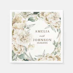 Serviette En Papier Végétation botanique noire mariage d'hiver simple