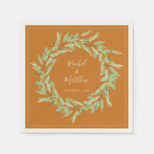 Serviette En Papier Végétation de la couronne sur Mariage Ochre