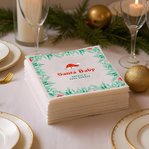 Serviette En Papier Végétation d'hiver Baby shower de Noël de Santa Ha